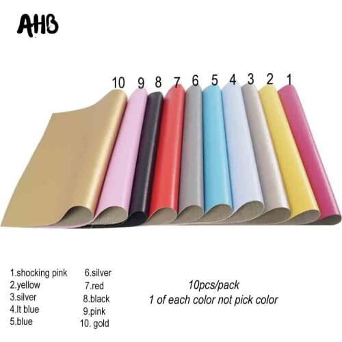 AHB 10pcs/bag Soft Faux Leather Sheets Metallic Foil Fabric In Crafts DIY Bows Headband Handbags Handmade Sewing PU Material