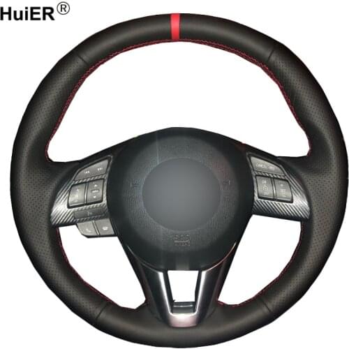 DIY Car Steering Wheel Cover For Mazda 3 Axela 2013 - 2016 For Mazda 6 Atenza 2014 - 2017 For Mazda 2 2015 - 2017 Funda Volante