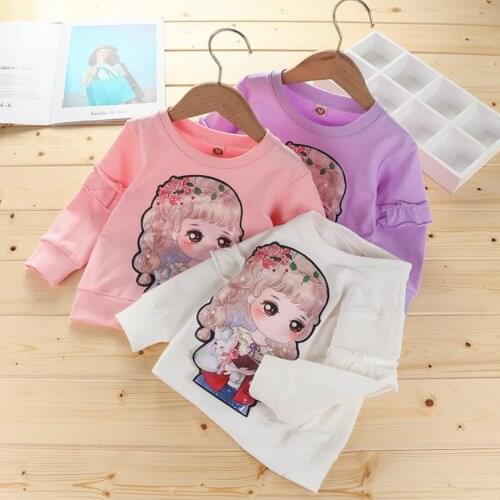 Free shipping Autumn girls' cotton cartoon sweater Baby girl clothes Autumn girls' cotton cartoon kids winter clothes