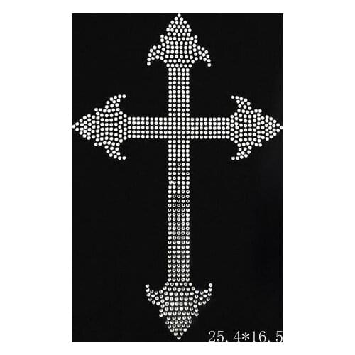 Free shipping cross rhinesotne iron on transfer design for garment for clothing wholesale
