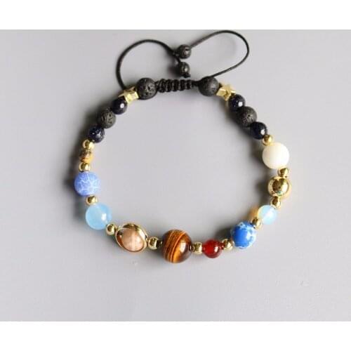 Universe 9 Planets Guardian Star Solar System Bracelet Bangles Handmade Stones Beaded Symbol Jewelry