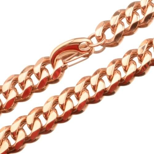 15MM New Fashion Stainless Steel Rose Gold Cuban Curb Link Chain Cool Mens Womens Couple Necklace Or Bracelet Gift 7-40inch