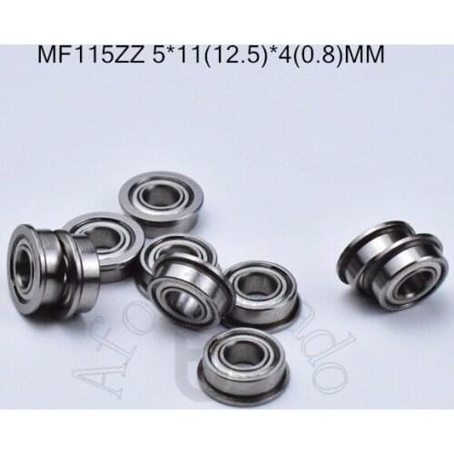 MF115ZZ F638/5ZZ 5*11(12.5)*4(0.8)MM 10pieces free shipping ABEC-5 Flange bearings Free shipping chrome steel bearing F638/5ZZ
