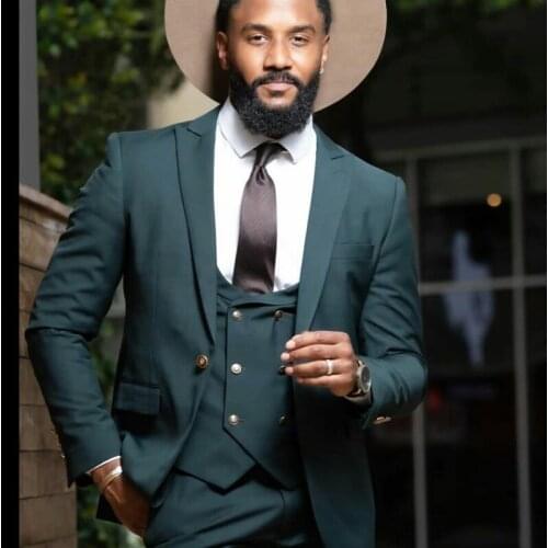 Tailored Handsome Mens Pants Suits Plus Size Groom Best Man Coat Business Wedding Blazer 3 pcs (Jacket+Vest+Pants)