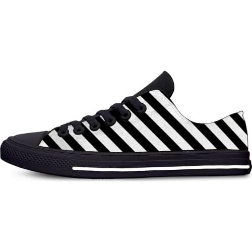 Black and White Stripes Aesthetic Fashion Novelty Casual Canvas Shoes Low Top Lightweight Breathable 3D Print Men women Sneakers