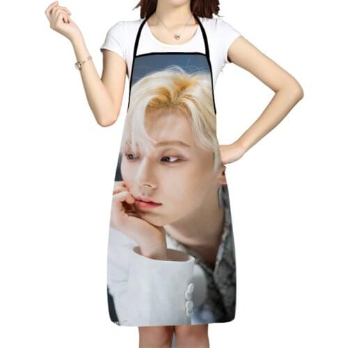 KPOP NUEST Minhyun Printed Kitchen Cooking Baking Aprons Home Cleaning 68*95cm Oxford Fabric For Women Man Home Delantal Cocina