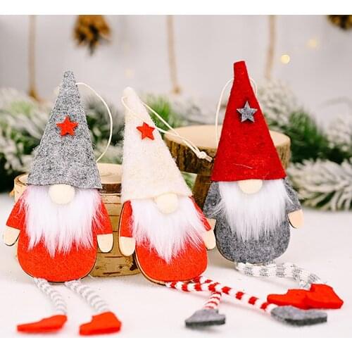 Santa Claus Forest Long Legged Doll Pendant Faceless Doll Christmas Tree Ornament 2PC Christmas Home Decoration Accessories