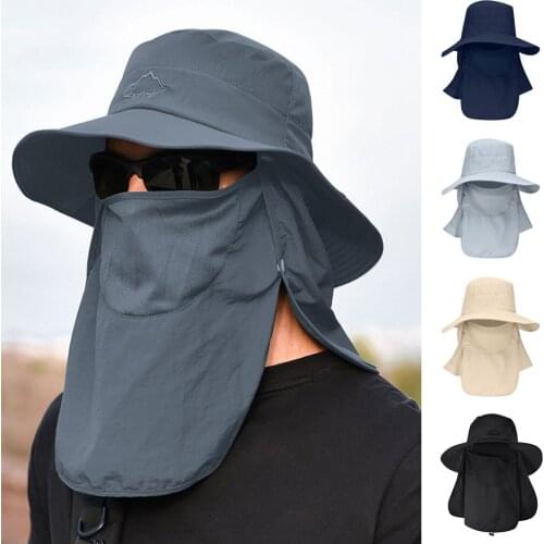 Summer Sun Hats Men Women Hats With Neck Flap Outdoor UV Protection Large Wide Brim Hiking Fishing Mesh Breathable sombrero New