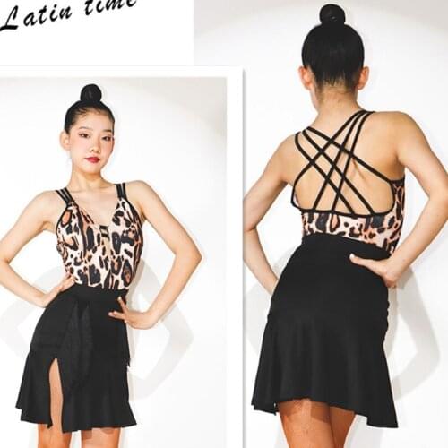 Summer latin skirt Latin dress practice latin dress skirt cha cha samba dress latin leopard leotard body latin 020