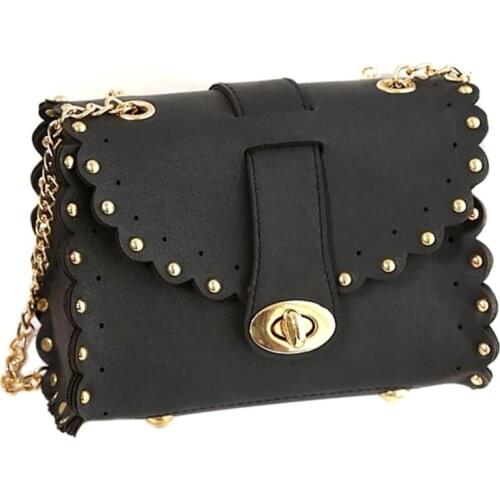 Fashion Women Rivet Crossbody Bags PU Leather Small Tote Handbags Purse Chain Shoulder Bags FA$B Women bag