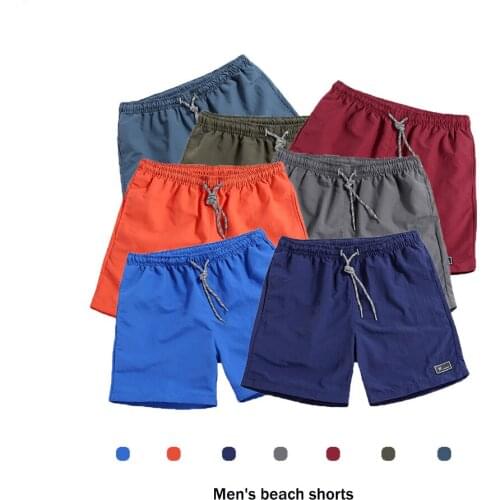 2021 Casual Men ShortsMens Solid Color Drawstring Shorts Homme Polyester Bermuda Shorts Brand Clothing Summer