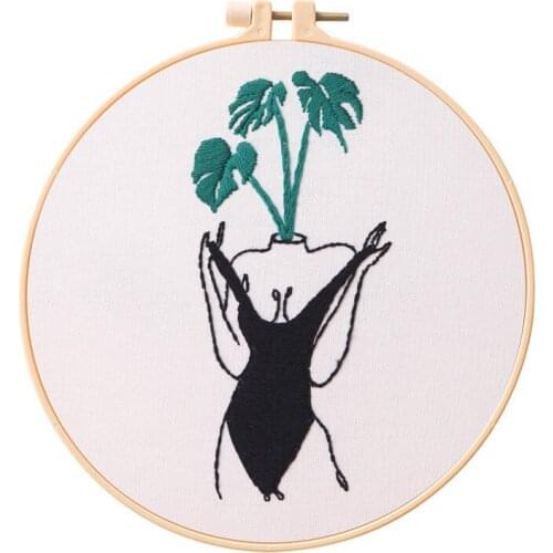 Beauty Lady Embroidery Kit for Beginners, Modern Embroidery Starter Kits, Embroidery Set, Lady Gift, English Description (E)