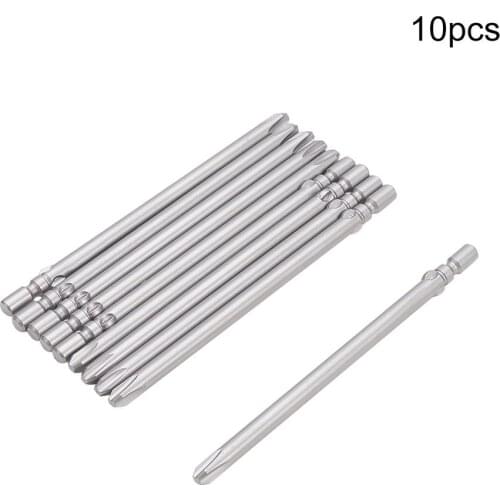 10pcs Phillips Screwdriver Bits 1.6PH00 2PH0 3PH1 4PH1 4PH2 S2 Crossed Head 80mm Length 4mm Diameter Round Shank Magnetic Bits