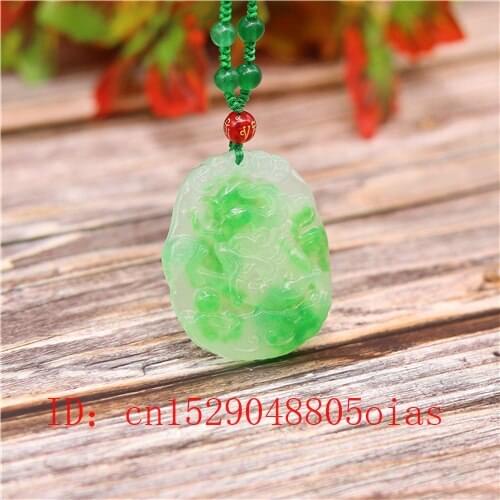 Natural Color A Emerald Jade Dragon Pendant Beads Necklace Charm Jadeite Jewellery Fashion Carved Amulet Gifts for Women Men