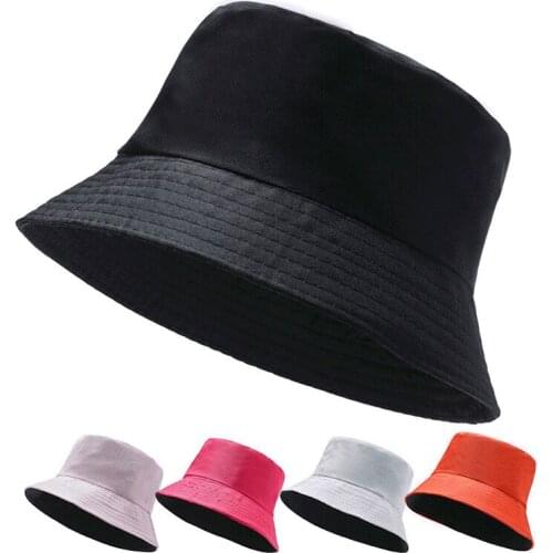 New Unisex Cotton Bucket Hats Women Summer Sunscreen Hat Men Pure Color Sunbonnet Fedoras Outdoor Fisherman Hat Beach Cap