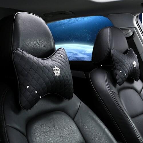 2 Pcs Car Seat Headrest pillow Neck Pillow Crown Rhinestone Covered Decoration Interior car accessories interior woman