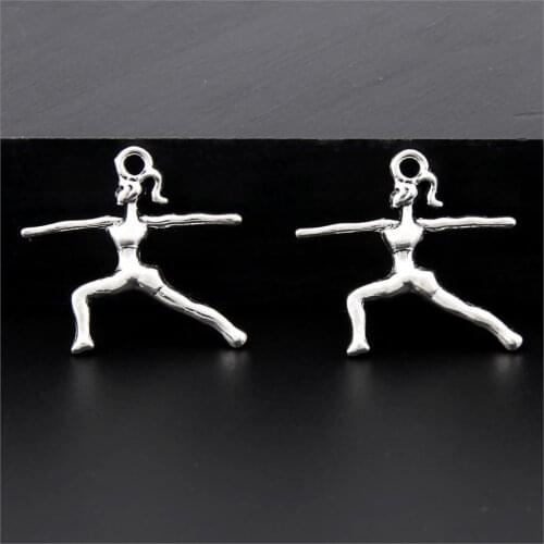 25Pcs Silver Color Gymnasts Girl Charms Sports Pendant Finding Wholesale Choker Bracelets Jewelry Dropshipping 22X23mm A3224