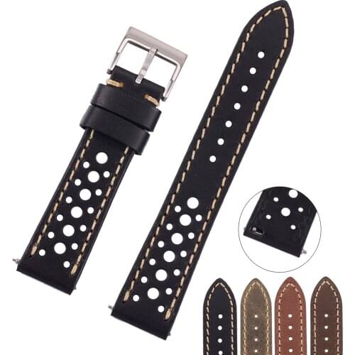 EACHE Oil Tanned Italian Leather Watch Band Rally Watch Strap With Quick Release For Man&Woman 20mm 22mm Brown Black