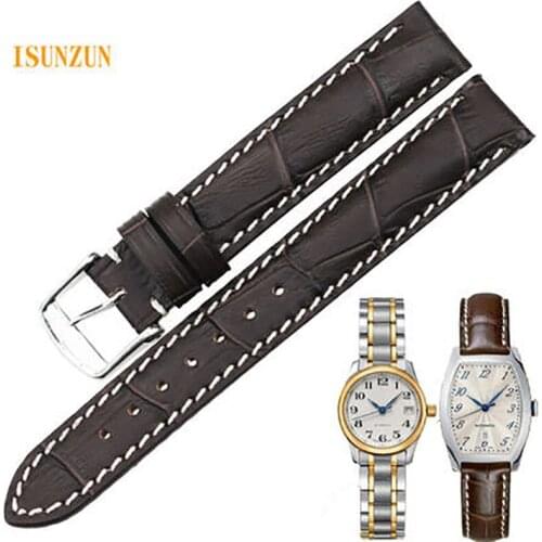 ISUNZUN Women Watch Band For Longines Traditional L2.142 Watchstrape Genuine Leather Watch Strap Cowleather Bracelet