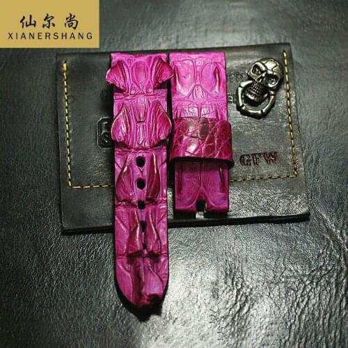 Women Crocodile Back Bone Skin Watch Band Handmade Alligator Watchbands Custom Universal Strap 20MM 22MM Genuine Leather Belt 21