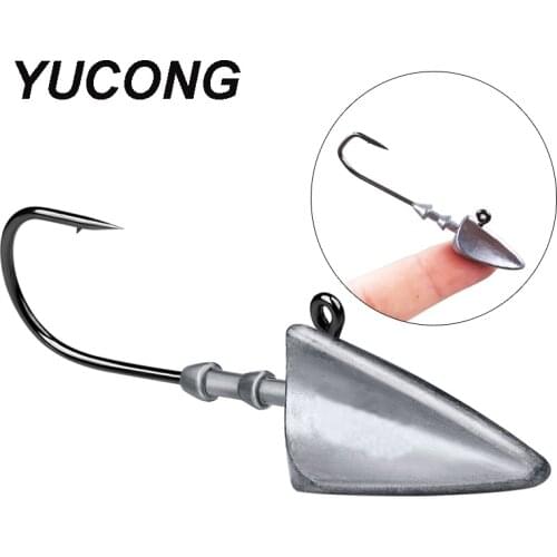YUCONG 1 Lot Triangle Head Fishing Hooks 3.5-5-7-10-14-21g Jighead Fishhooks For Soft Bait Bass Jigging Hooks Barb Pesca Tackle