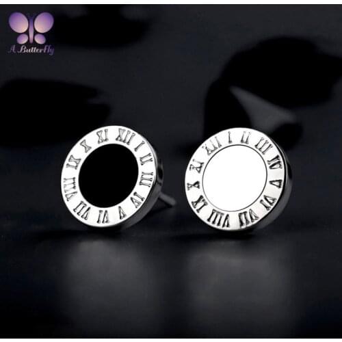 925 Sterling Silver 10mm Round Roman Numerals Mens Earrings Quality Assurance Suitable For Both Men And Women Single Sale