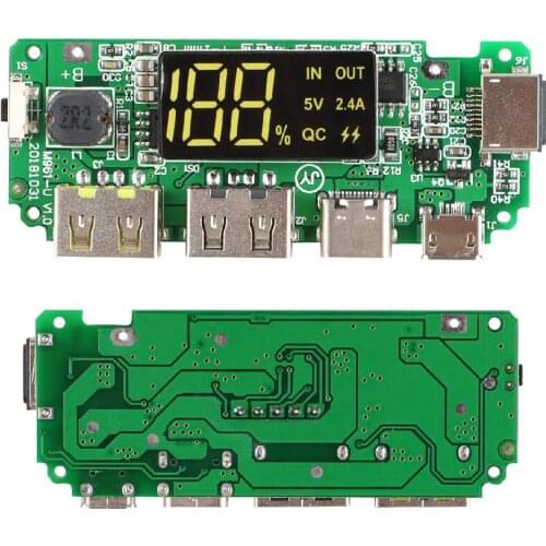 LED Dual USB 5V 2.4A Micro/for Type-C/ for USB Power Bank 18650 Charger Board Overcharge Overdischarge Short Circuit Protection