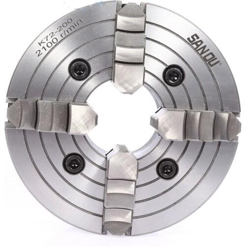 Lathe Chuck 200mm 4Jaw 8" Independent & Reversible Jaw SANOU K72-200 for CNC Drilling Milling woodworking