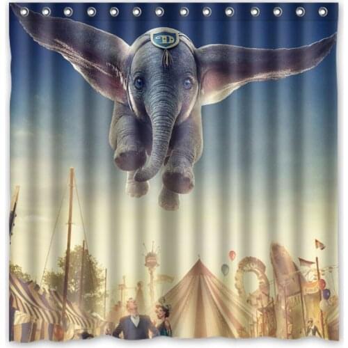 Dumbo Pattern Bathroom Decorative Curtain Waterproof Polyester Eco-Friendly DIY Shower Curtains 180*180cm