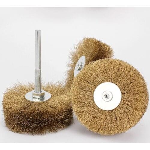 High quality 2Pcs Copper Wire Dremel Accessories 80mm Wheel Diameter Brushes for Grinder Dremel Rotary Tool Accessory 6MM Shank