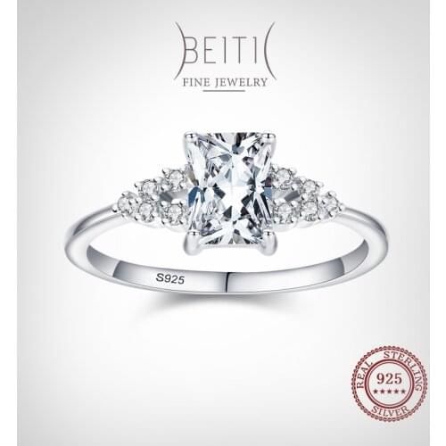 Beitil Fashion 925 Sterling Silver Luxury Clear Zircon Finger Ring For Women Wedding Anniversary Gift Fine Jewelry