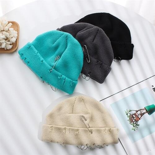 Winter Harajuku Beanies Knitted Hat Women Fashion Warm Thick Men Hip Hop Pinhole Skullcap Short Hat Unisex Basic Cap New