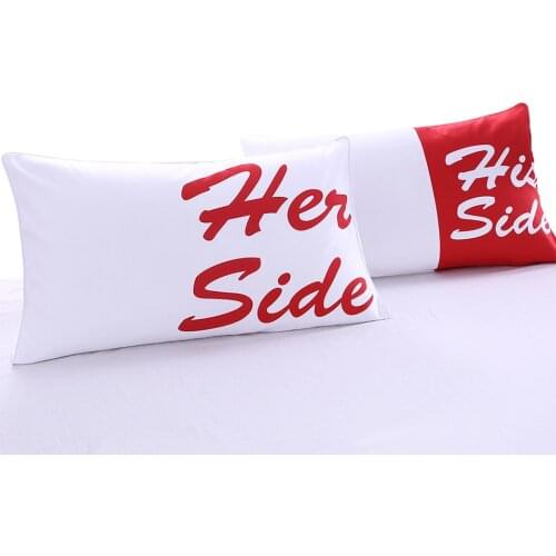 1 Pair Pillowcases Black White Beard Blue 3D Print His&Her Mr&Mrs Pattern Red Heart Brid Two Pillow Cases Red Lips Home Bedding