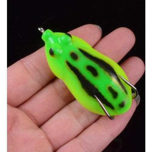 1pcs soft tube bait plastic fishing lures frog lure treble hooks Topwater ray frog 6.5cm 13.2g artificial soft bait 3D eyes
