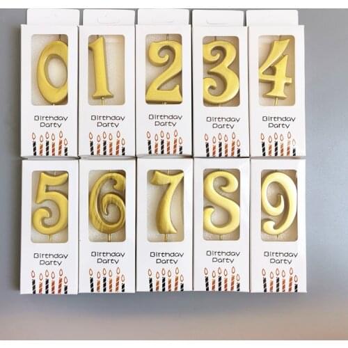 1PC Gold Color 0-9 Number Cake Candles Champagne Cake Topper Birthday Candle Cupcake Decoration Party Supplies Ornaments