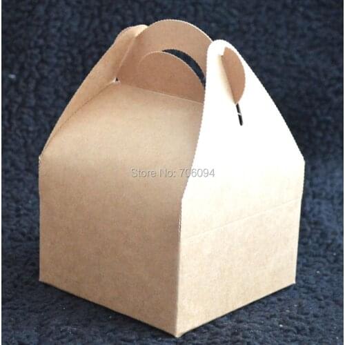 10*10*14.5CM,60pcs/lot, Free Shipping portable cake kraft paper box Brown kraft handmade gift boxes,custom box logo paper box