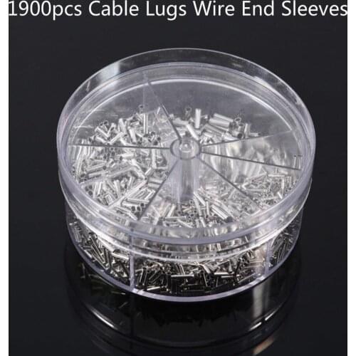 1900Pcs/Box 5 Models Terminal Block Insulated Ferrules Terminal Block Cord End Wire Crimp Sleeves Terminal Assortment Kit