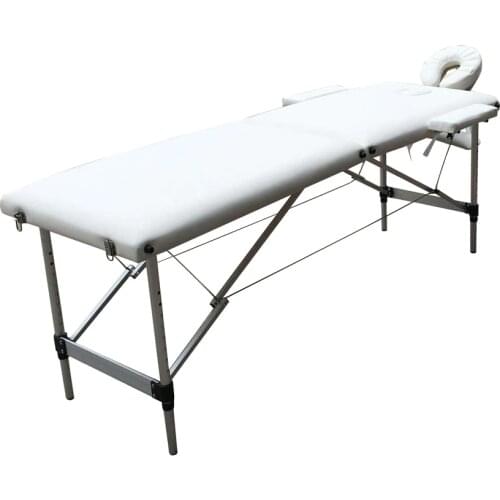 2 Sections Foldable Beauty Bed Folding Portable SPA Bodybuilding Massage Table White
