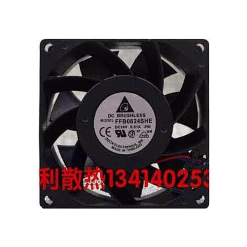 Delta Electronics FFB0824SHE DC 24V 0.51A 80x80x38mm 3-wire Server Cooling Fan