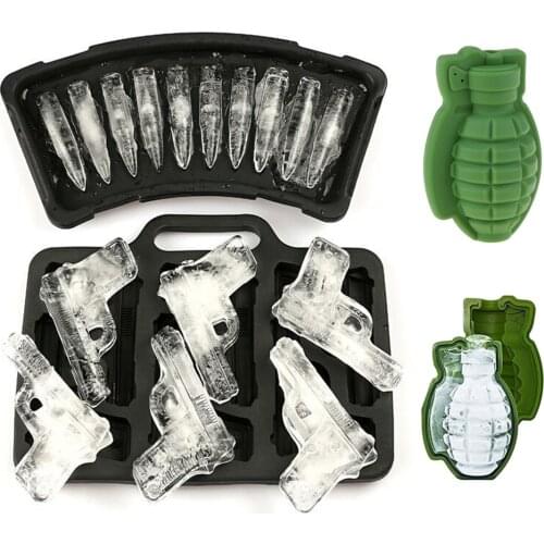 3D Mold Grenade Shape Ice Cube Mold Tray Ice Cream Maker Party Bar Drinks Whiskey Wine Ice Maker Silicone Mold Bar Accessories