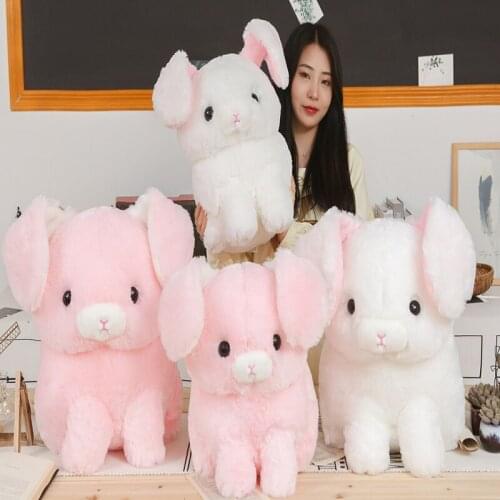 43/52cm 1pc Kawaii Angora Folding Rabbit Plush Toys Stuffed Cute Animal Toys for Children Baby Lovely Doll Girls Birthday Gift