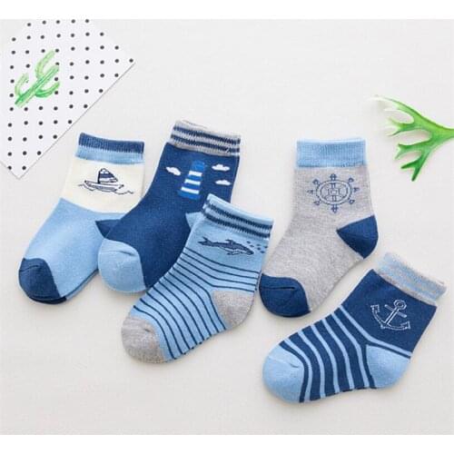 5Pairs/set Children Socks Cotton Baby Boys Socks For Sports Cartoon Kintted Girls Socks For Kid Sokken Children Sport Socks