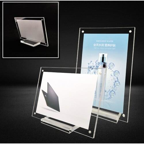 Acrylic Desktop Display Frame Table Card Sign Collection Photo Protection Holder Magnetic Album Postcard Souvenir Display Stand