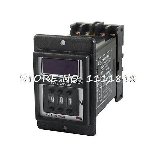 ASY-3D AC 220V 2NO 2NC 8P 999Min 999 Minutes 3-Digit Display Timer Relay w Base