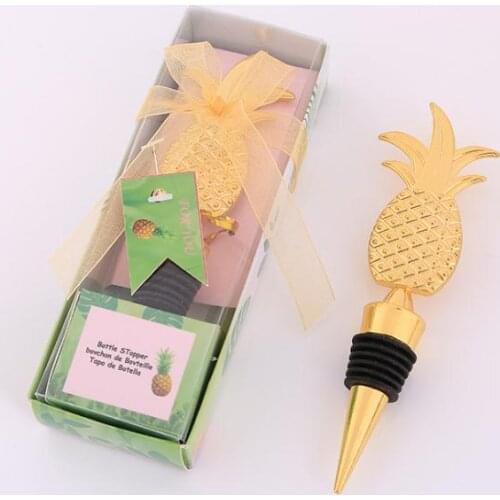 Free shipping 50Pcs/Lot creatively beautifully packaged pineapple wine stopper champagne cork vacuum sealed wedding SN2542
