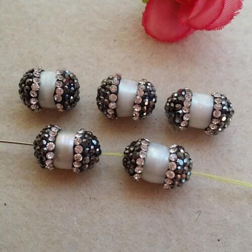 10Pcs Natural pearl Druzy Stone Beads Pave Rhinestone Crystal Connector Spacer Bead DIY Making Bracelet necklace Jewelry BD17
