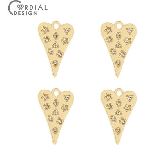 Cordial Design 100Pcs 14*21MM Jewelry Accessories/Hand Made/Heart Shape/Rhinestone Earrings Pendants/Jewelry Findings Components