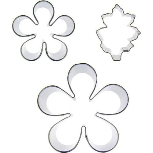 Plum Blossom, Leaf shaped 3 piece biscuit cutting molds, baking tools, cake decorating soft candy tools
