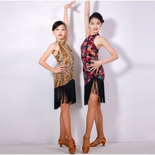 Children Ballroom Dance Competition Dresses For Girls Sexy Backless Fringed Dress Chacha Rumba Tango Latin Dance Dress DQS6788