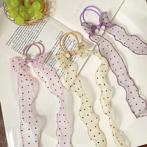 2 Pcs/Set Children Cute Colors Dot Pearls Scrunchies Rubber Bands Girls Lovely Sweet Elastic Hair Bands Kids Hair Accessories